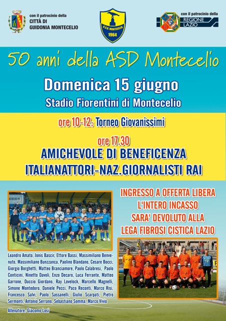 I 50 anni del Montecelio. Domenica 15 calcio e beneficenza a Montecelio